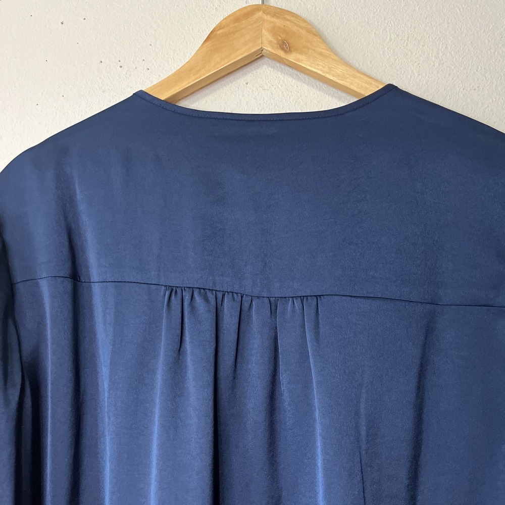 J. Jill Navy Pintuck Button-Front Blouse - Picture 12 of 12